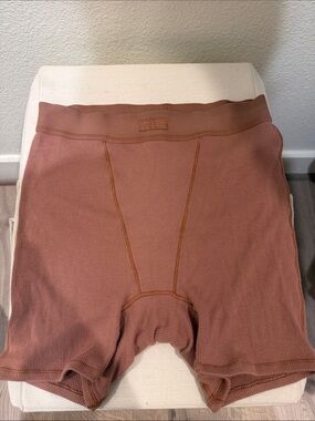 SKIMS women’s Ribbed Boxer Briefs in Dusty Rose Brown